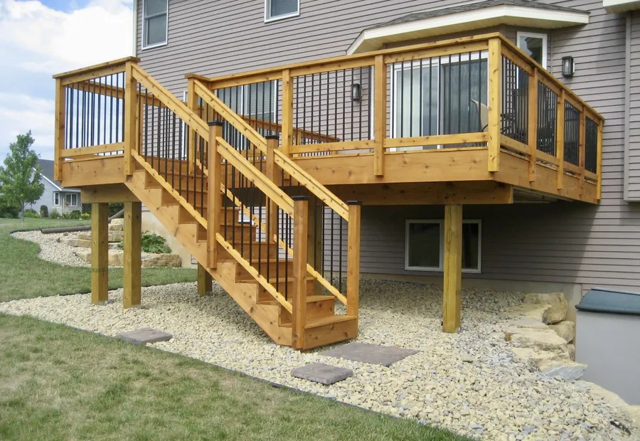 Elevated deck with staircase