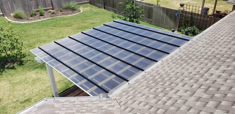 Hercules premium polycarbonate roof in bronze installed