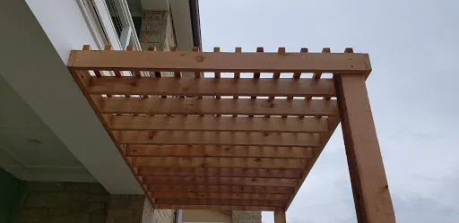 Pergola with 6 inch top slat spacing